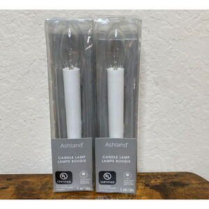 2 Ashland Electric Window Candle Lamp With Metallic Brass Finish Base 5 FT Cord